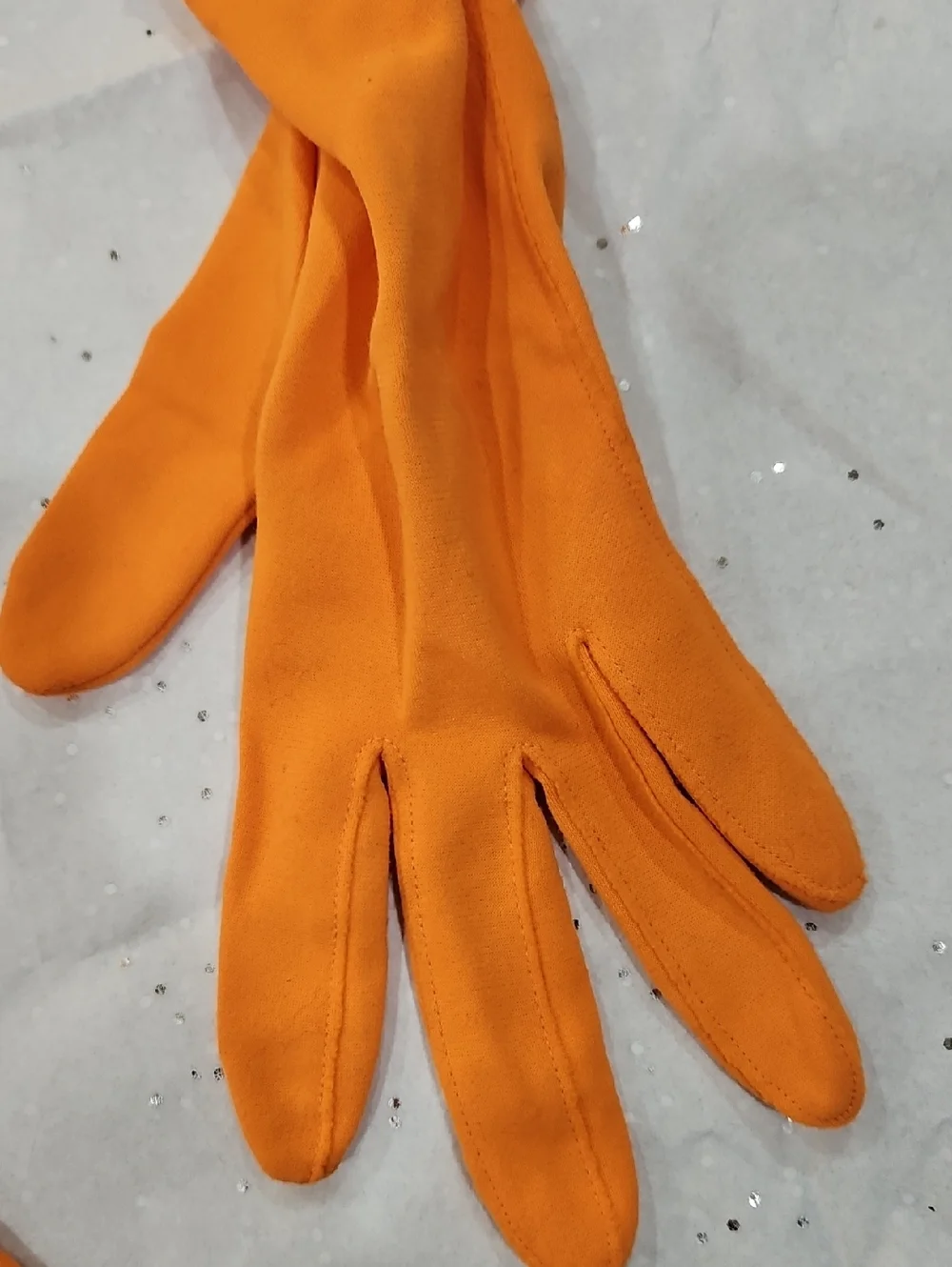 Orange‎ Ruched Elbow Gloves -Vintage